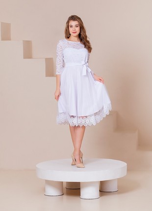 Elegant milk dress with lace and lace3 photo
