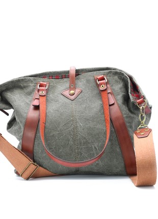 Canvas bag with natural leather parts. Bombaccio model2 photo