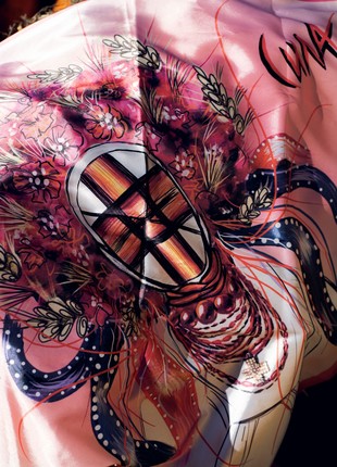 Scarf "Motanka" with a print from a ukrainian artist4 photo