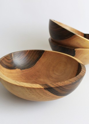 large ramen bowl, wooden cereal bowl, handmade pasta bowl, rustic dinnerware set, berry bowl3 photo