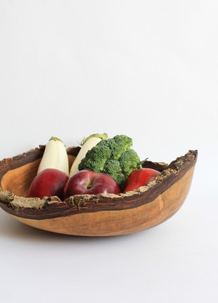 Large rustic wooden bowl, black natural edge dish, fruit kitchenware, ukraine sellers wood1 photo