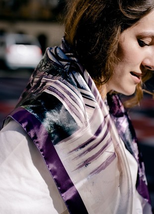 Designer scarf "Kyiv" with a print from a ukrainian artist7 photo
