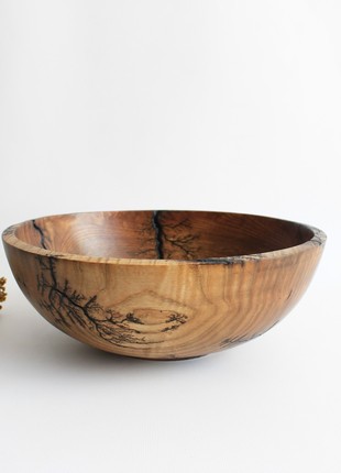 Large salad bowl, wooden handmade dinnerware, ash driftwood fruit bowl, unique centerpiece bowl