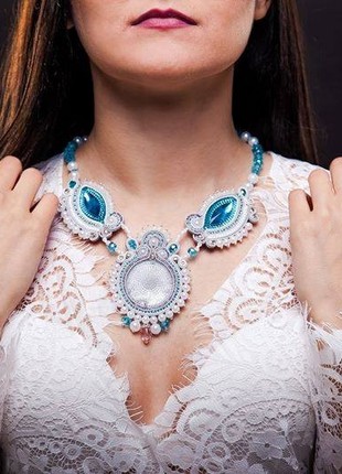 Wedding necklace "Azure"3 photo