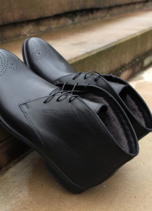 Ikos 22 - black winter brogue shoes for men4 photo