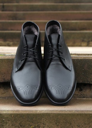 Ikos 22 - black winter brogue shoes for men3 photo