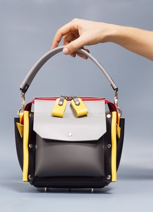 Lutecia leather bag. Black and yellow.4 photo