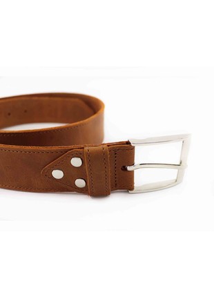 Men's handmade genuine leather belt / Brown2 photo
