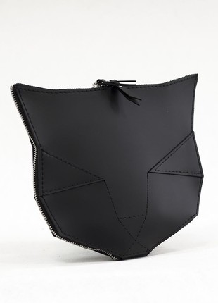 Cat leather bag in black color6 photo