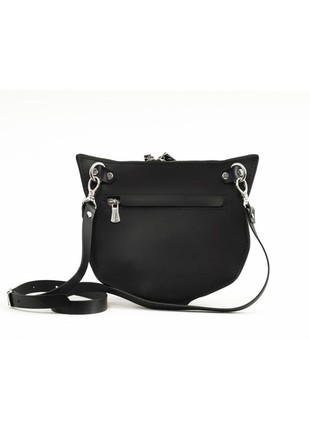 Cat leather bag in black color2 photo