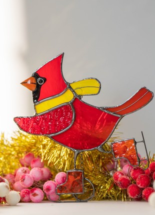 Christmas cardinal stained glass window hangings3 photo