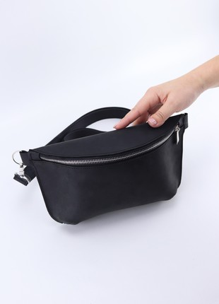 Leather Fanny Pack for men/ black bum bag/ unisex waist bag/ banana bag / M-010277 photo