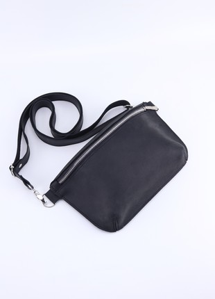 Leather Fanny Pack for men/ black bum bag/ unisex waist bag/ banana bag / M-010272 photo