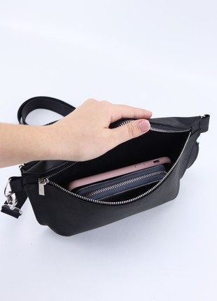 Leather Fanny Pack for men/ black bum bag/ unisex waist bag/ banana bag / M-010276 photo