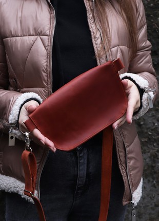 leather waist bag for women/ fanny pack/ crossbody bag/ banana bag/ Brown/ 1027-S8 photo