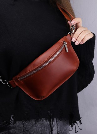 leather waist bag for women/ fanny pack/ crossbody bag/ banana bag/ Brown/ 1027-S7 photo