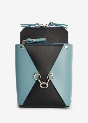 Talia leather bag in blue and black color1 photo