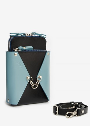 Talia leather bag in blue and black color2 photo