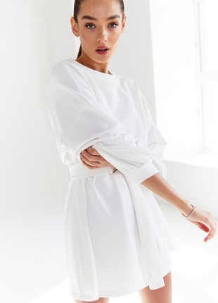 WHITE DRESS WITH BELT GEPUR4 photo