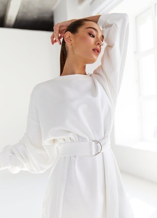 WHITE DRESS WITH BELT GEPUR3 photo