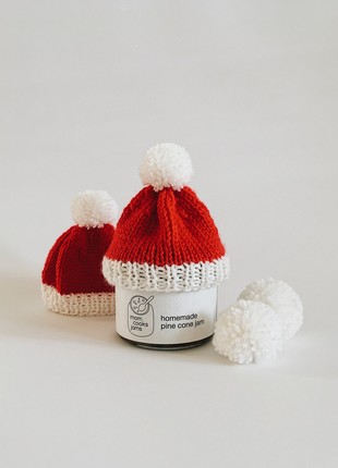 Christmas gift Pine cone jam jar with red hat from Ukraine PineCone Ukraine sellers