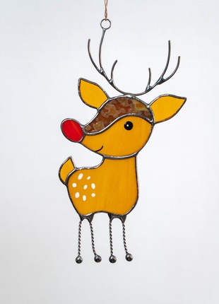 Reindeer stained glass Christmas suncatcher