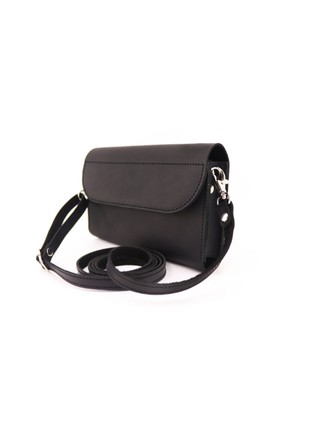 Womens small shoulder bag for phone, money, cards, coins / Black - 01009