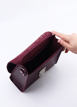Womens leather shoulder bag/ Small briefcase with top handle/ Purple - 010347 photo