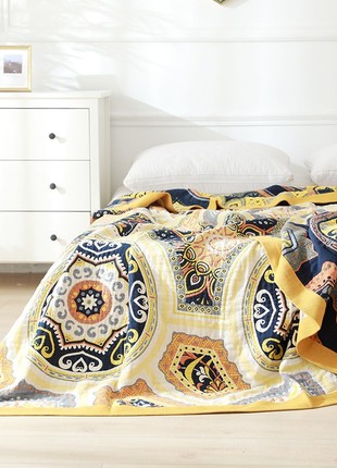 Bedspread 230x250 cm Iev-Style A28 4-layer muslin "Sun flower" (2706526)