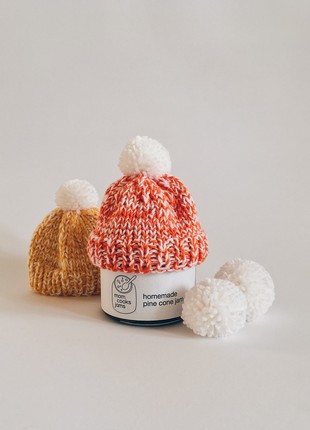 Gift Pine cone jam jar with orange hat from Ukraine