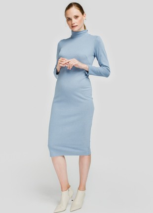 Blue sheath maternity-friendly midi dress2 photo