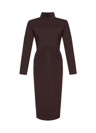 Chocolate sheath maternity-friendly midi dress4 photo