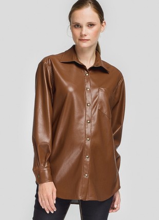 Caramel eco-leather maternity-friendly shirt1 photo
