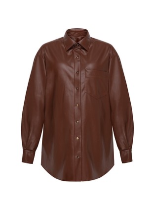 Caramel eco-leather maternity-friendly shirt5 photo