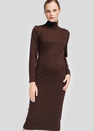 Chocolate sheath maternity-friendly midi dress
