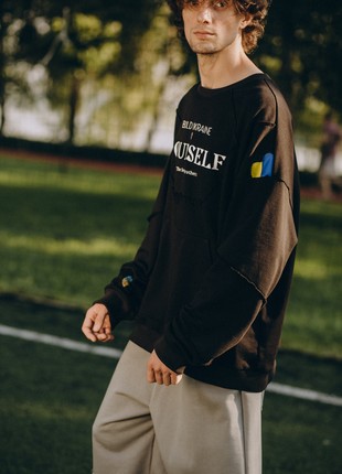 shorts and sweatshirt Build Ukraine in yourself grey and black2 photo