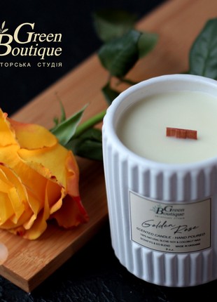 Natural Soy Candle Golden Rose (size L)3 photo