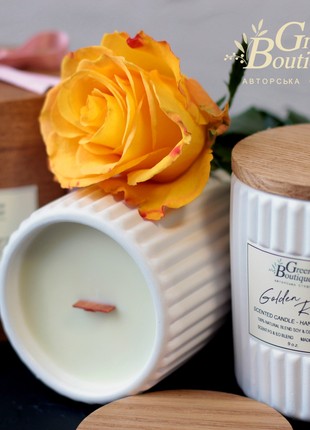 Natural Soy Candle Golden Rose (size L)9 photo