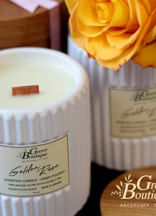 Natural Soy Candle Golden Rose (size L)7 photo