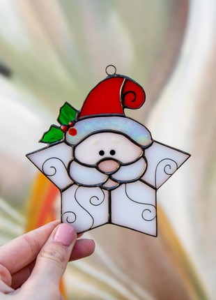 Santa stained glass window hangings3 photo