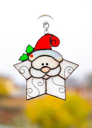 Santa stained glass window hangings1 photo