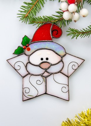 Santa stained glass window hangings4 photo
