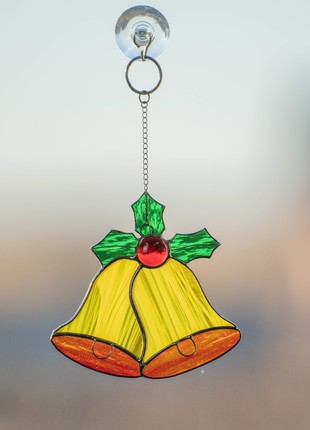 Jingle bells stained glass Christmas suncatcher