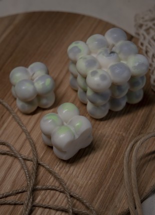 Spotty bubbles in green-gray shades - 100 % soy wax candles