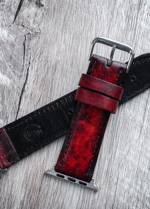 Leather Watch / Apple Watch Strap Red2 photo