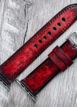 Leather Watch / Apple Watch Strap Red1 photo