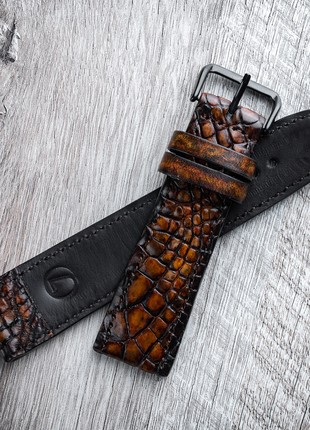 Crocodile Leather Watch / Apple Watch Strap Croco Gold2 photo