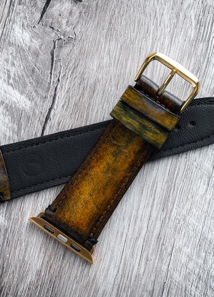 Leather Watch / Apple Watch Strap Gold2 photo