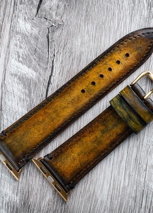 Leather Watch / Apple Watch Strap Gold1 photo