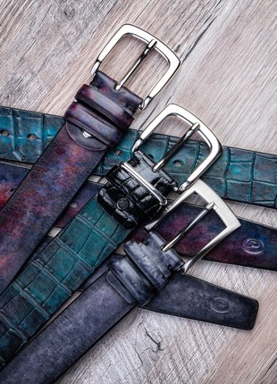 Gradient One Calf leather Belt | Violet-Dark Blue6 photo